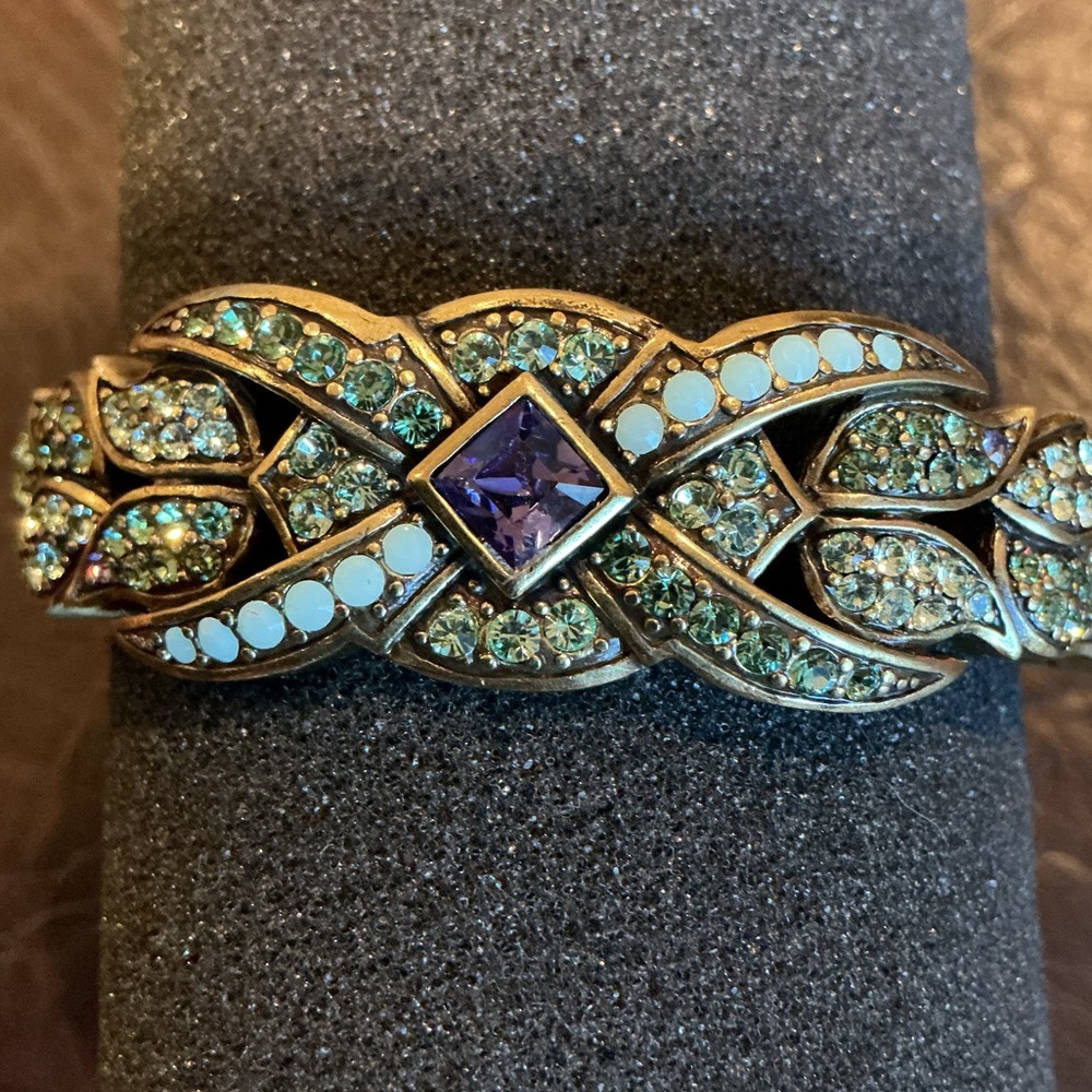 Heidi Daus Gold and Purple Bracelet with Intricate Design